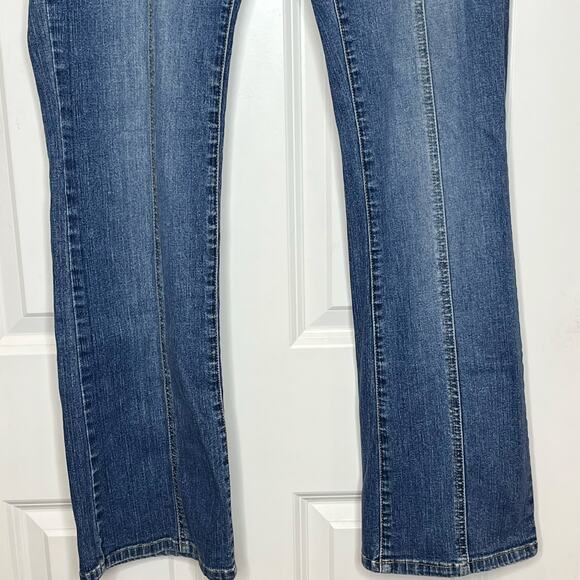 Jill Stuart Blue Denim Bootcut Jeans Exposed Seams Size 8 - Picture 4 of 9